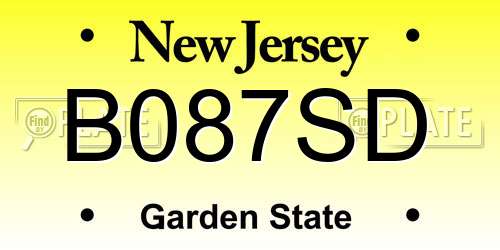 B087SD New Jersey License Plate