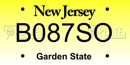 B087SO New Jersey License Plate