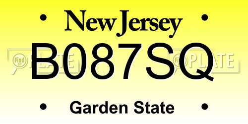 B087SQ New Jersey License Plate