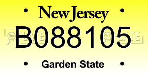B088105 New Jersey License Plate