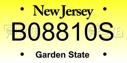 B08810S New Jersey License Plate