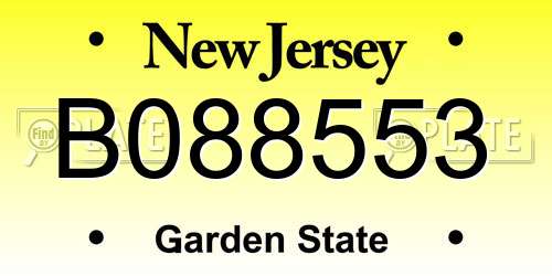 B088553 New Jersey License Plate