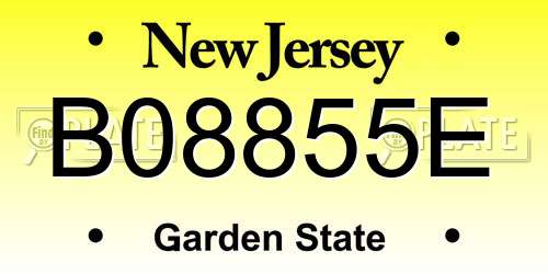 B08855E New Jersey License Plate