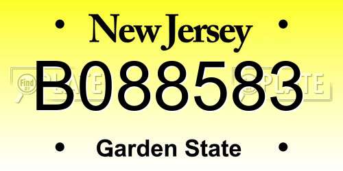 B088583 New Jersey License Plate