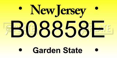 B08858E New Jersey License Plate
