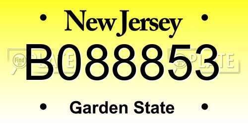 B088853 New Jersey License Plate