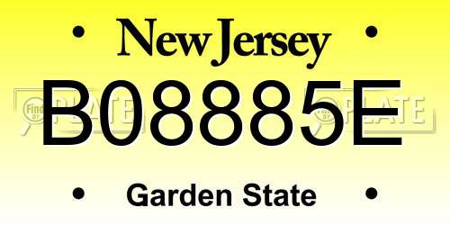 B08885E New Jersey License Plate