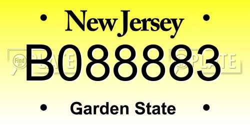 B088883 New Jersey License Plate