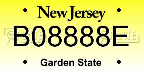 B08888E New Jersey License Plate