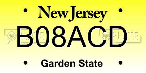 B08ACD New Jersey License Plate