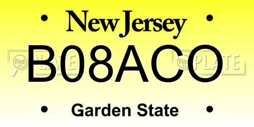 B08ACO New Jersey License Plate