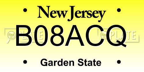 B08ACQ New Jersey License Plate
