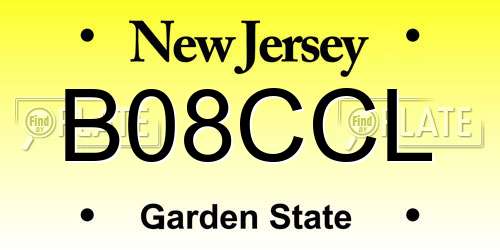 B08CCL New Jersey License Plate