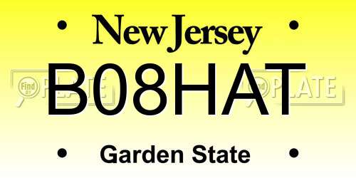 B08HAT New Jersey License Plate