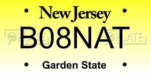 B08NAT New Jersey License Plate