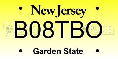 B08TBO New Jersey License Plate