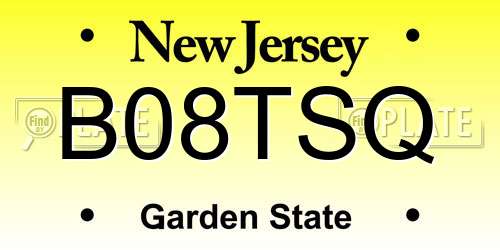 B08TSQ New Jersey License Plate