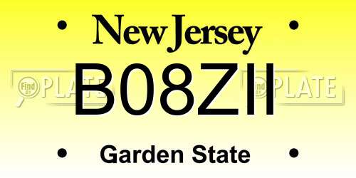B08ZII New Jersey License Plate