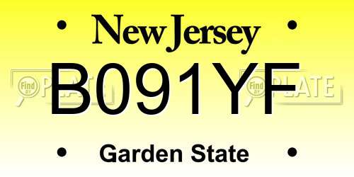 B091YF New Jersey License Plate