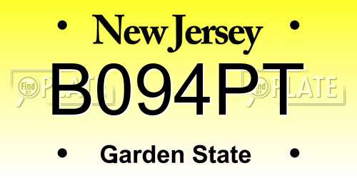 B094PT New Jersey License Plate