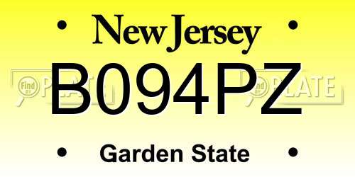 B094PZ New Jersey License Plate