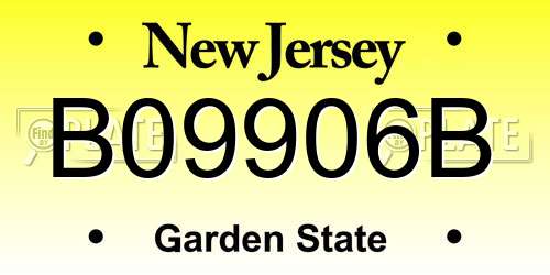 B09906B New Jersey License Plate