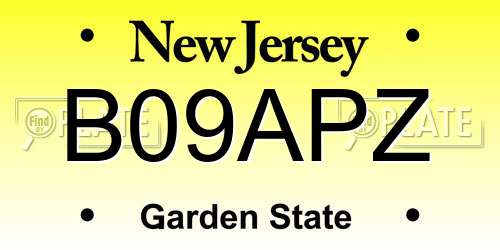 B09APZ New Jersey License Plate
