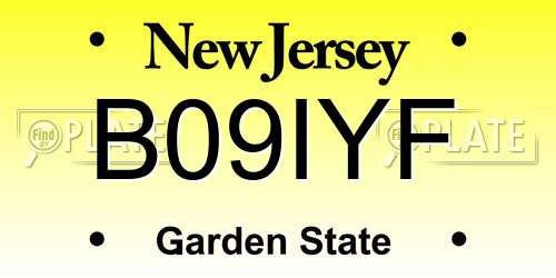 B09IYF New Jersey License Plate