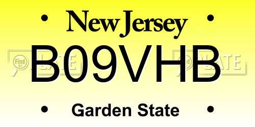 B09VHB New Jersey License Plate
