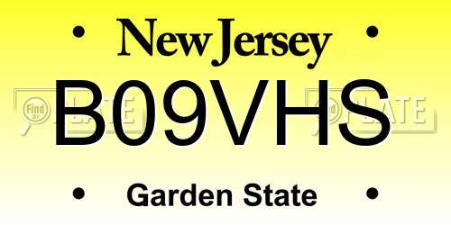 B09VHS New Jersey License Plate