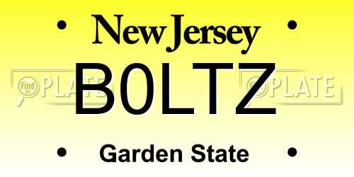 B0LTZ New Jersey License Plate