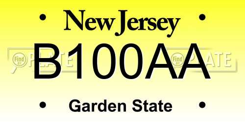 B100AA New Jersey License Plate