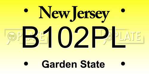 B102PL New Jersey License Plate
