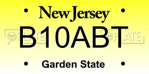 B10ABT New Jersey License Plate