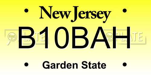 B10BAH New Jersey License Plate