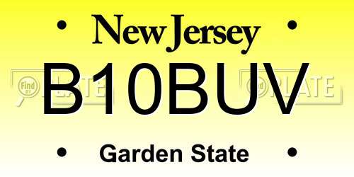 B10BUV New Jersey License Plate