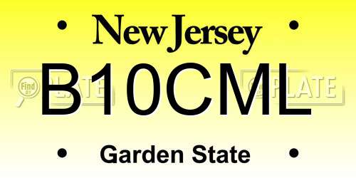 B10CML New Jersey License Plate