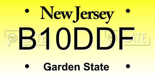 B10DDF New Jersey License Plate