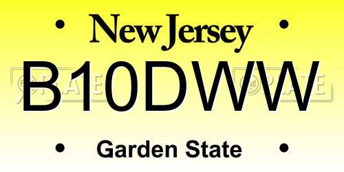 B10DWW New Jersey License Plate