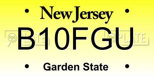 B10FGU New Jersey License Plate