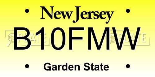 B10FMW New Jersey License Plate