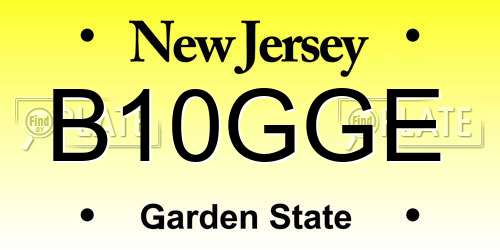 B10GGE New Jersey License Plate