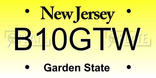 B10GTW New Jersey License Plate