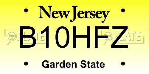 B10HFZ New Jersey License Plate