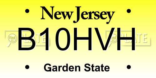 B10HVH New Jersey License Plate