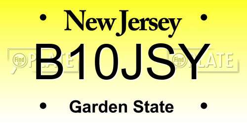 B10JSY New Jersey License Plate