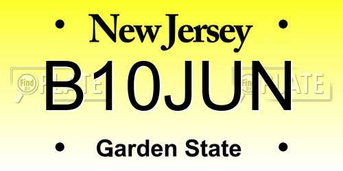 B10JUN New Jersey License Plate