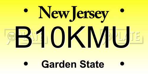 B10KMU New Jersey License Plate