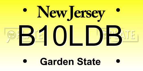 B10LDB New Jersey License Plate