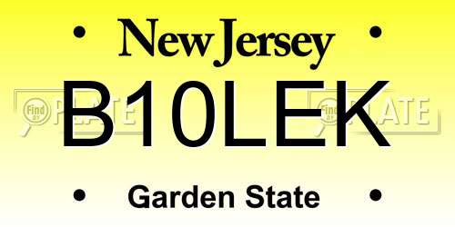 B10LEK New Jersey License Plate
